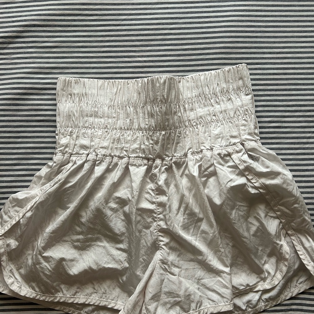 Free People White The Way Home Athletic Shorts with Elastic Waist